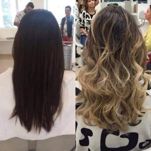 Antes e depois — transformação capilar
