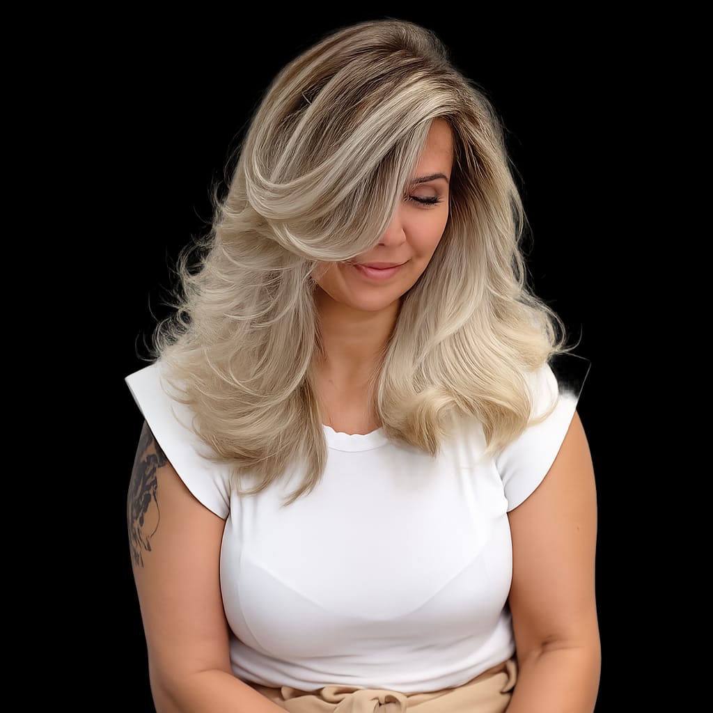 Balayage loiro com movimento